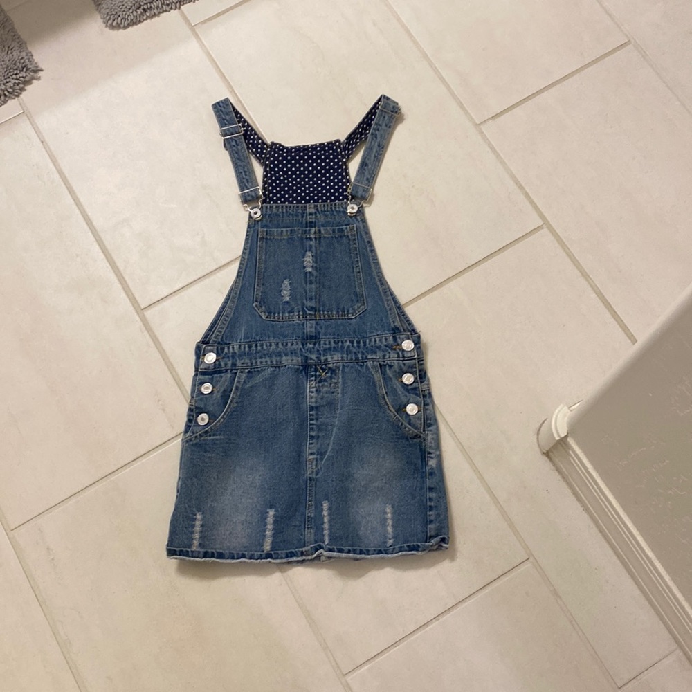 Denim overall dress for kids